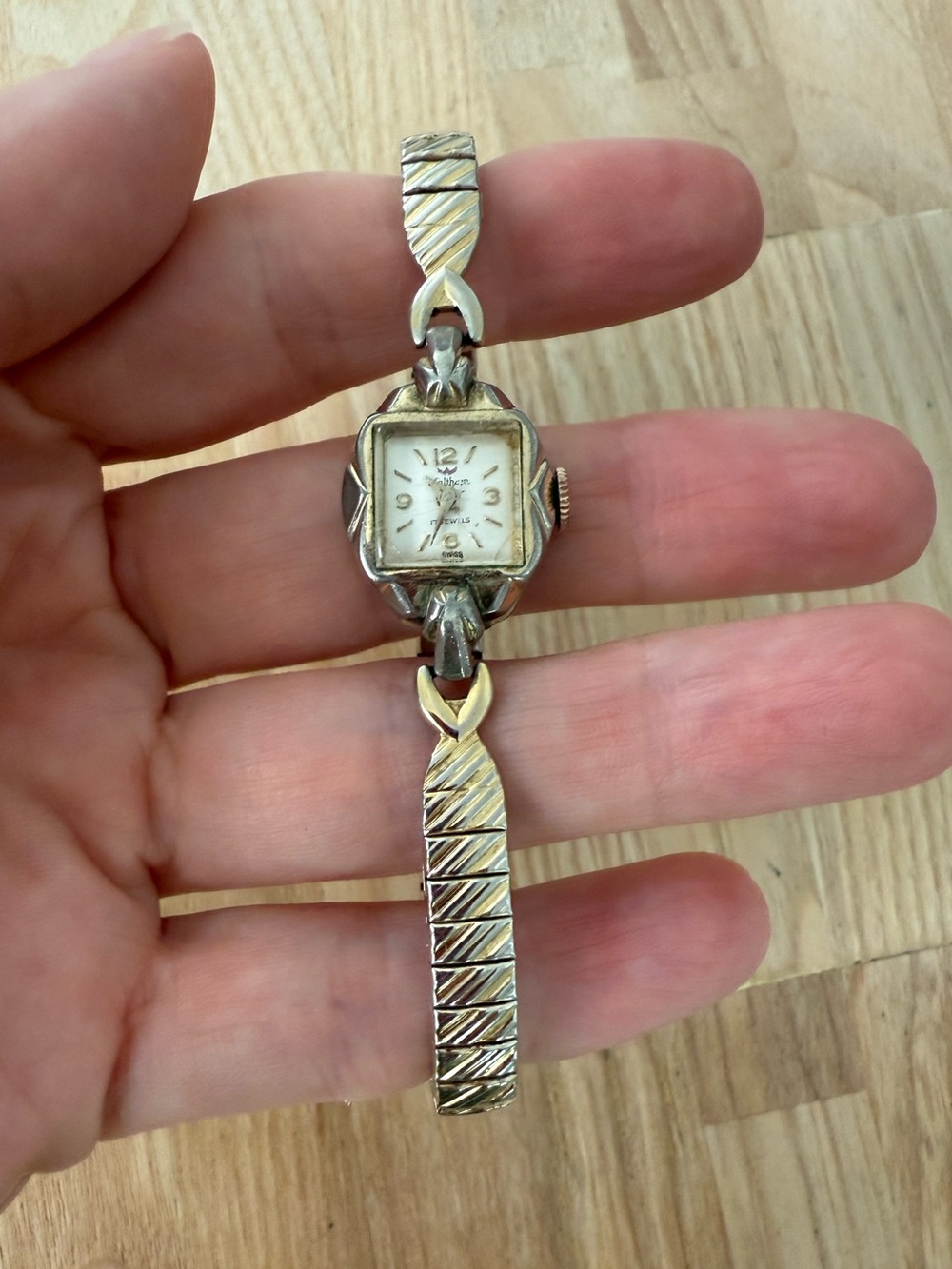 Vintage Waltham ladies square gold tone became so winding watch